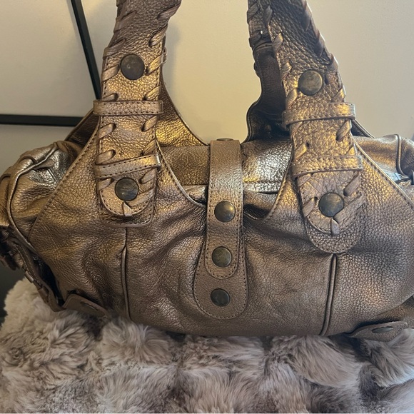 ✨✨CHLOE Metallic Gold Leather Silverado Bag Pewter Shade - Picture 8 of 14
